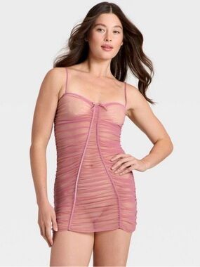 Auden - Women's Mesh Lingerie Slip Dress - Auden Mauve. Bin#7